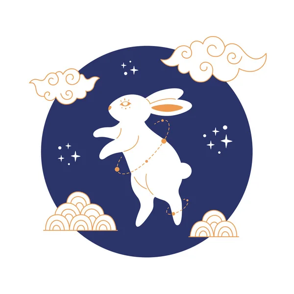 Китайською Новорічною Листівкою 2023 Милим Білим Кроликом Рік Кролика Свято — стоковий вектор