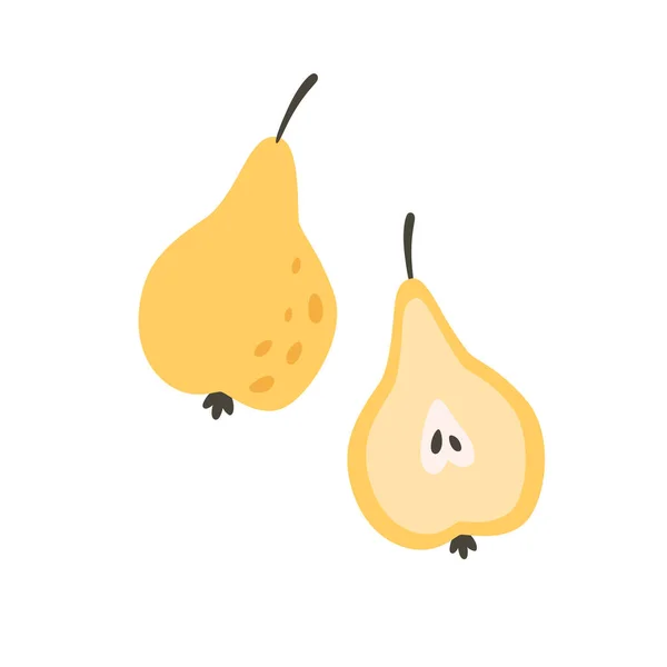 Fresh Pear Half Pear Summer Fruit Healthy Food Vector Illustration — Διανυσματικό Αρχείο