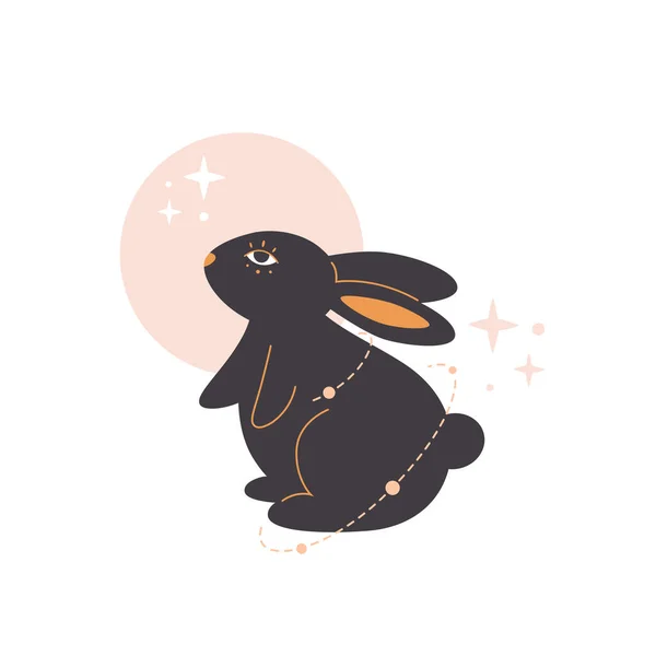 Cute Rabbit Astrology Elements Year Rabbit Vector Illustration — Διανυσματικό Αρχείο
