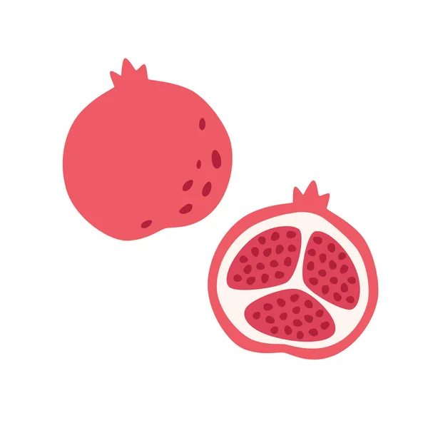 Fresh Pomegranate Exotic Tropical Fruit Healthy Food Vector Illustration — Stockvektor