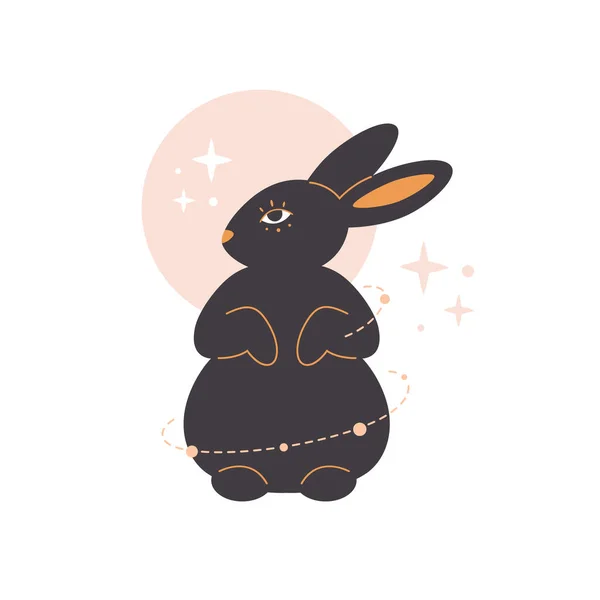 Cute Rabbit Astrology Elements Year Rabbit Vector Illustration — Διανυσματικό Αρχείο