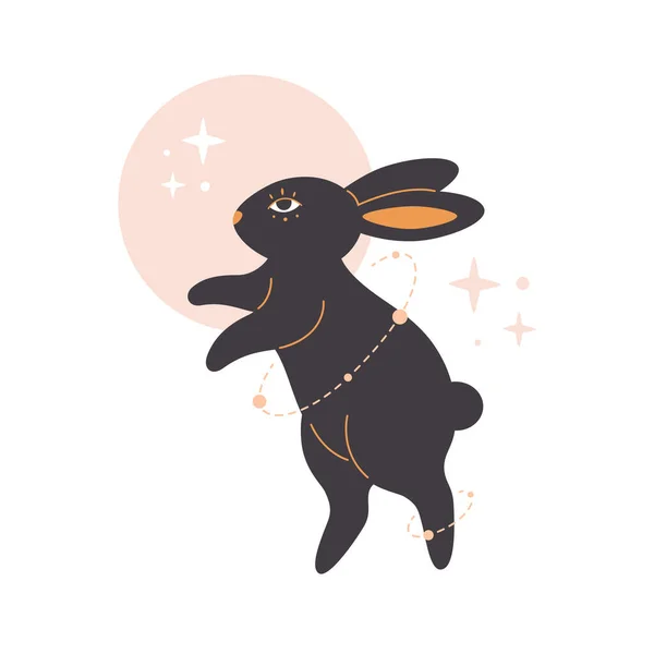 Astroloji Elementleri Olan Şirin Bir Tavşan Tavşan Yılı Vektör Illüstrasyonu — Stok Vektör