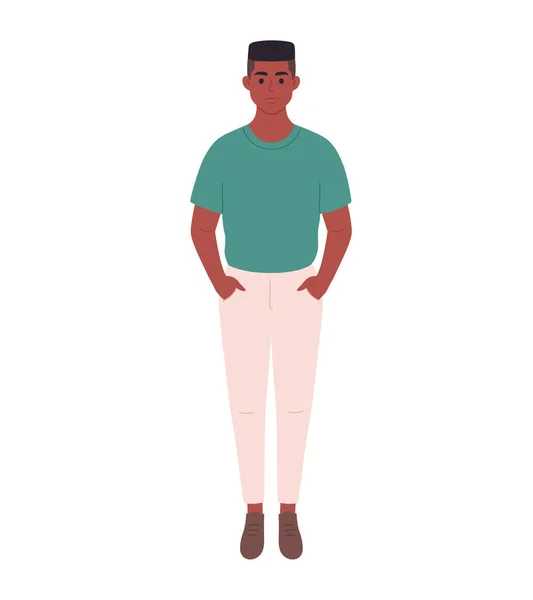 Современный Молодой Чернокожий Мужчина Повседневной Одежде Стильный Модный Вид Векторная — стоковый вектор