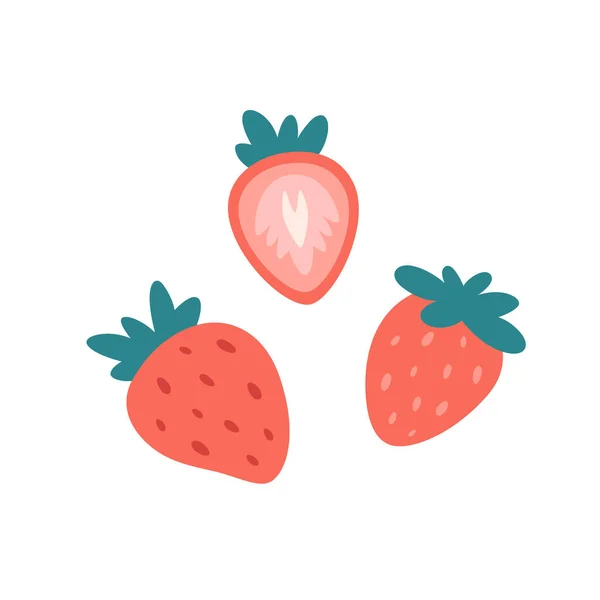 Fresh Strawberry Strawberry Half Summer Berry Farming Harvest Healthy Organic — Stockvektor