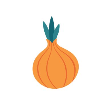 Onion, vegetable. Summer and autumn harvest, farming. Healthy and organic food. Vector illustration in flat style