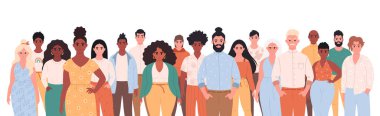 People of different age, races, appearance. Multicultural society. Social diversity of people in modern society. Vector illustration