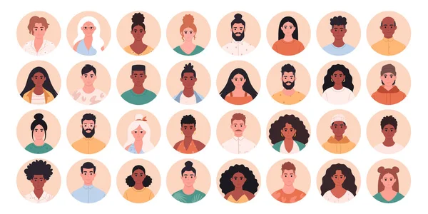 People avatar set. People of different age, races, appearance. Multicultural society. Social diversity of people in modern society. Vector illustration