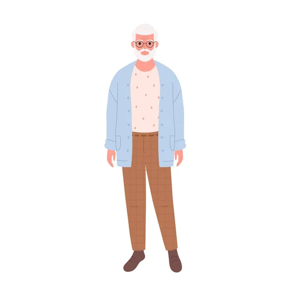 Elderly Gray Haired Man Beard Mustache Eyewear Stylish Fashionable Look — стоковый вектор