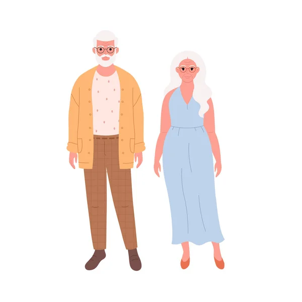 Ηλικιωμένο Ζευγάρι Κομψή Μοντέρνα Εμφάνιση Χαμογελώντας Παππούς Και Γιαγιά Μοντέρνα — Διανυσματικό Αρχείο