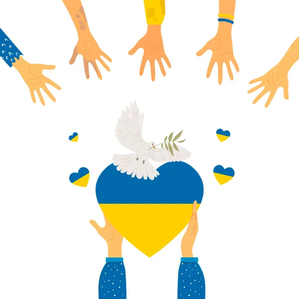 Begreppet fred i Ukraina. Duva av fred. Tecknad stil. Vektorillustration. Isolerad. — Stock vektor