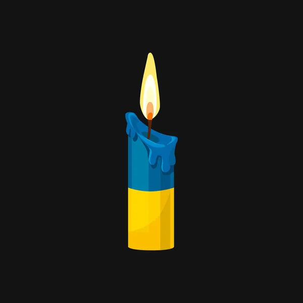 Candle of memory. Stop genocide. Melting wax candle. Vector cartoon design. Isolated on black background. — Stockvector