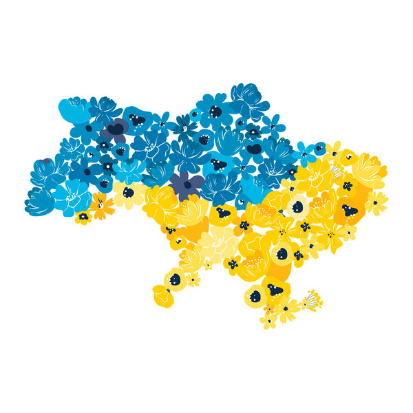Карта Украины в цвете. В Украине нет войны. Плоская. Изолированная векторная иллюстрация.