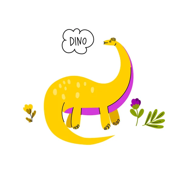 Imagen Vectorial Dinosaurio Diseño Plano Aislado — Vector de stock