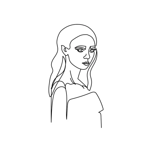 Dessin Visage Femme Dans Style Ligne Minimaliste Illustration Mode Pour — Image vectorielle