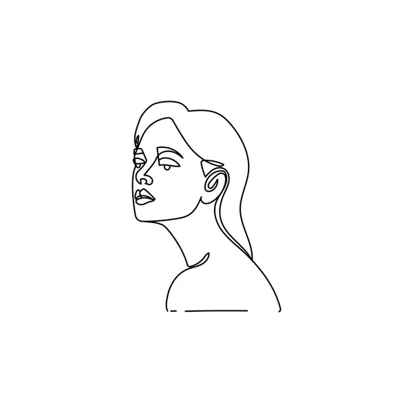 Dessin Visage Femme Dans Style Ligne Minimaliste Illustration Mode Pour — Image vectorielle