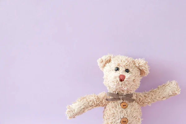 Teddybär Mit Lila Hintergrund — Stockfoto