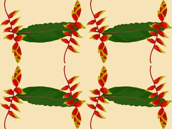 Kusursuz Desenli Renkli Tropikal Çiçekler Duvar Kağıdı Için Yeşil Tropikal — Stok fotoğraf