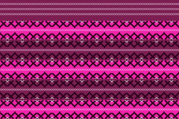 Seamless Design Pattern Flower Ornament Fabric Striped Geometric Texture Background — Stock Photo, Image