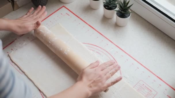 Woman Prepares Sweet Dessert Cottage Cheese Dough Kitchen Home Dessert — Stock videók