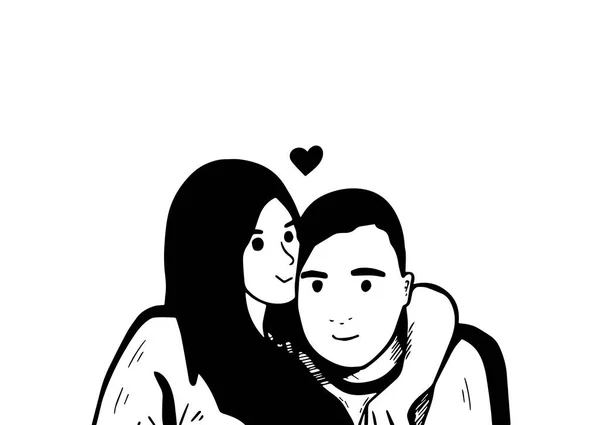 Pareja Enamorada Vector Bosquejo Eps — Vector de stock