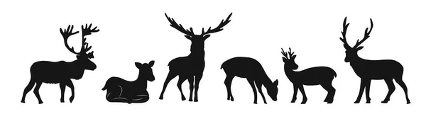 Deer Silhouette Vector Collection Reindeer Silhouette Vector Illustration Vector Graphics — Stock Vector