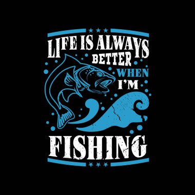 Tişört tasarımında tipografik balık avı alıntıları 