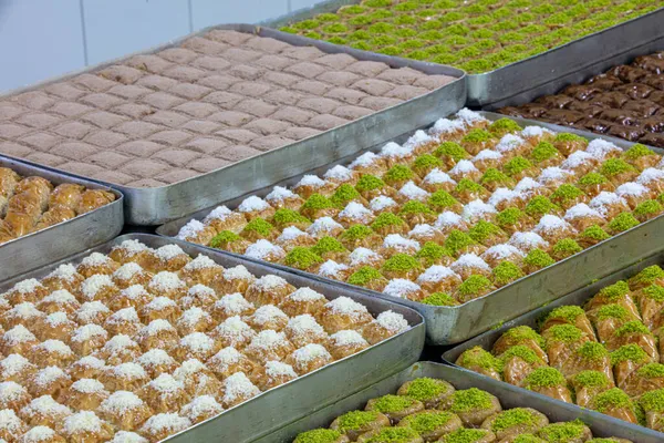 Míchaný Tác Baklava Turecká Baklava Turecká Kultura Turecký Dezert Baklava — Stock fotografie