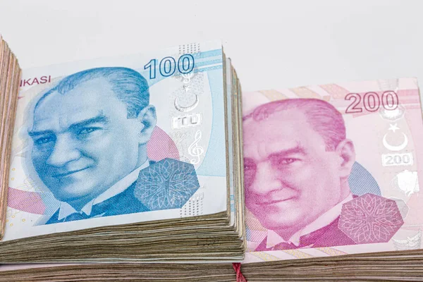 Türkische Lira Isoliert Auf Weißem Hintergrund Türkische Lira Zweihundert Türkische — Stockfoto