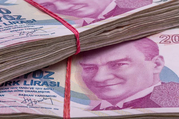 Турецкая Лира Выделена Белом Фоне Турецкая Лира Две Сотни Турецких — стоковое фото