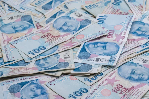 Nota Lira Turca 100 200 Liras Turcas Bando Lira Isolado — Fotografia de Stock
