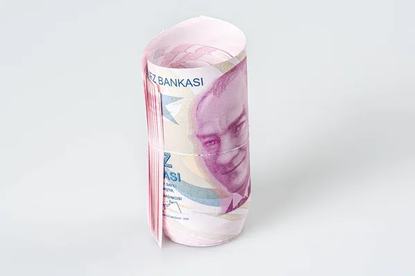 Nota Lira Turca 200 Liras Turcas Isoladas Sobre Fundo Branco — Fotografia de Stock