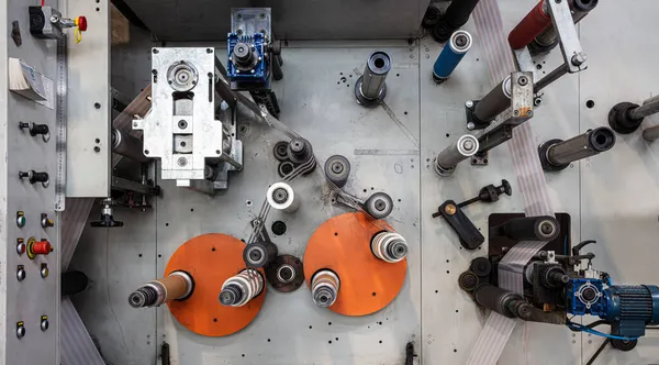 Máquina Troquelado Rotativo Con Sistema Cuchilla Corte Longitudinal Producción Cinta —  Fotos de Stock