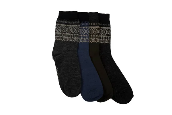 Ρούχα Από Κάλτσες Πλεκτά Πολλές Πολύχρωμες Κάλτσες Μορφή Πανοράματος Κάλτσες — Φωτογραφία Αρχείου