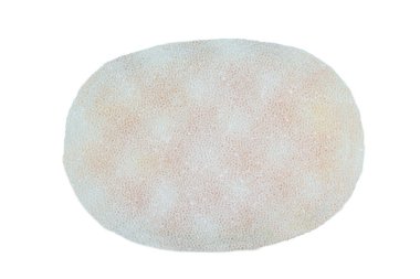 Pembe banyo süngeri beyaz arka planda izole edilmiş. Banyo için vücut köpüğü ve masaj süngeri..