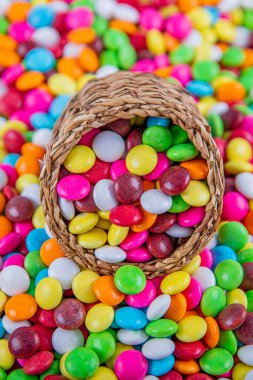 Tatlı Bonbon Şekeri. Renkli şekerleme tatlı bonbonlar arka plan.
