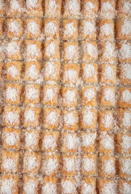 Fındıklı sütlü baklava fındıklı ve tepside süt ile servis edilir, Türk baklavası. Yerli adı Sutlu Nuriye baklava veya sütlü baklava.