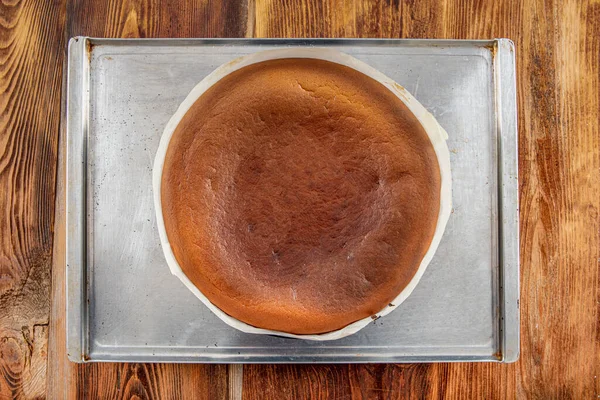 Homemade Basque Burnt Creamy Cheesecake New York Style Cheese Cake — Stock Photo, Image