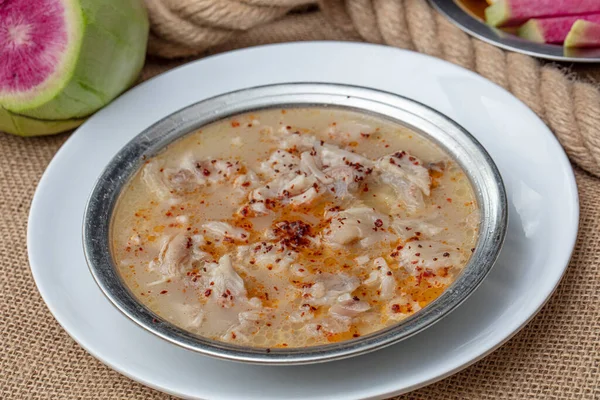 Traditional Turkish Cuisine Paca Soup Decent Trotter Soup Seasoned Leg — Stock Photo, Image