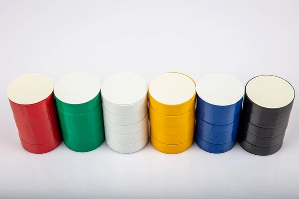 Elektroband Isoliertes Elektroband Verschiedenen Farben Auf Weißem Hintergrund Klebeband Für — Stockfoto