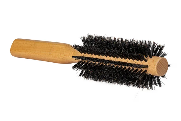 Brosse Cheveux Ronde Usagée Outils Capillaires Concept Beauté Coiffure Brosses — Photo