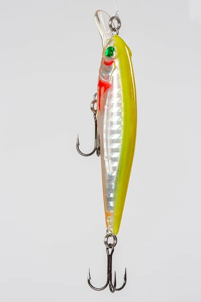 Fiske Lure Wobbler Fiske Frestelser Vit Bakgrund Många Fishing Spinning — Stockfoto