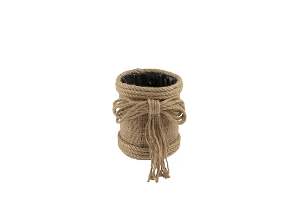 Leinengarnkasten Jute Seiltasche Korb Natürliche Jute Weintasche Körbe Gehäkelte Öko — Stockfoto