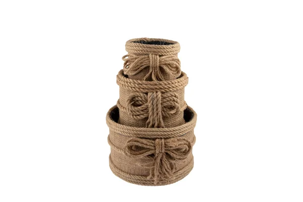 Jute Rope Bag Basket Natural Jute Twine Bag Baskets Crochet — 스톡 사진