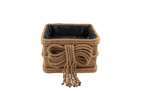 Jute Rope Bag Basket Natural Jute Twine Bag Baskets Crochet — 스톡 사진