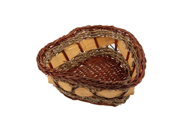 Stack Wicker Straw Osier Handmade Baskets Different Size Pattern Isolated — Stock Photo, Image