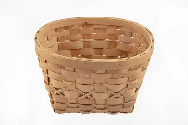 Stack Wicker Straw Osier Handmade Baskets Different Size Pattern Isolated — Stock Photo, Image