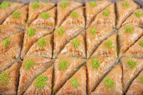 Pistache Traditionnelle Turque Baklava Dessert Baklava Sur Plateau Pâtisserie Alimentaire — Photo