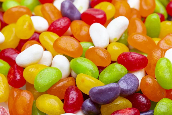 Verschiedene Gummibärchen Und Gelees Als Hintergrund Viele Bunte Gelee Bonbons — Stockfoto