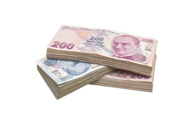 Türk Lirası (Türk Parasi). Türk banknotları, 100 bin 200 Türk lirası ön yüzünde kesme yolu maskesi bulunuyor.
