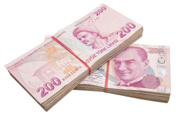 Lira Turca Turk Parasi Turco Billetes Turcos 200 Liras Turcas — Foto de Stock
